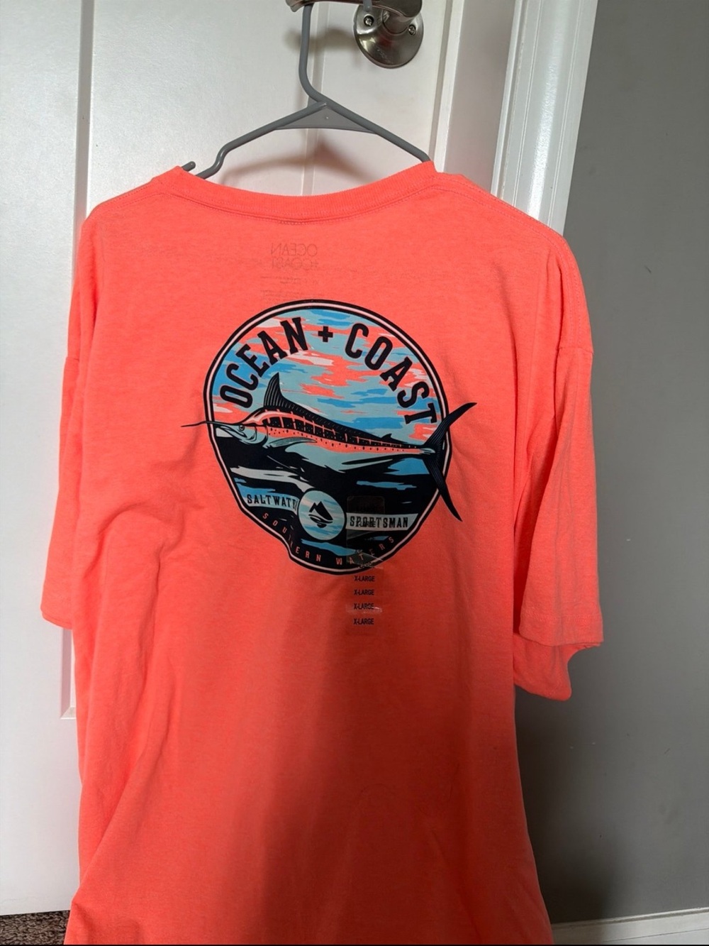 Ocean + Coast Men’s Short Sleeve Tee in Neon Coral